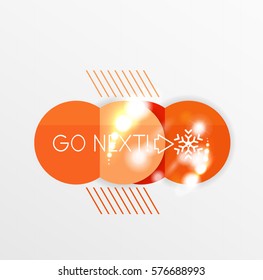 Christmas sale stickers with sample promo text on geometric shapes - circles