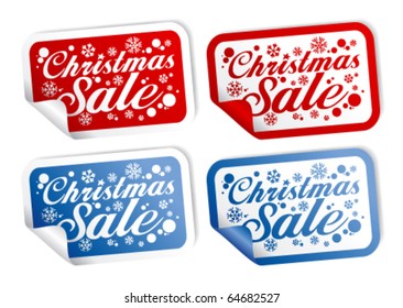 Christmas Sale stickers vector set.
