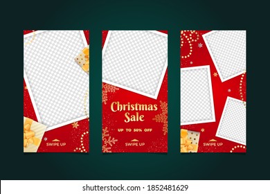 Christmas Sale Stories Frame Templates Collection. Mockup For Social Media Banner.