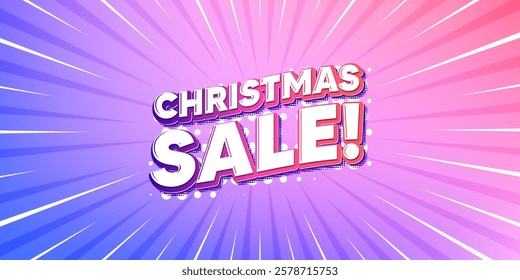 Christmas sale sun rays gradient banner. Light burst background. Christmas Sale tag. Special offer price sign. Advertising Discounts symbol. Gradient sun rays. Sunburst light. Vector