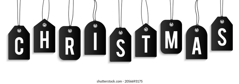 Christmas sale tag banner. Vector set of realistic isolated blank price tag coupons for Merry christmas sale for decoration and covering on the white background.