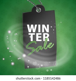 Christmas Sale Tag of black color, New year, card for holiday template. Vector illustration