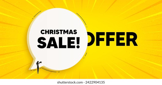 Christmas Sale tag. Chat speech bubble banner. Special offer price sign. Advertising Discounts symbol. Christmas sale speech bubble message. Talk box background. Vector