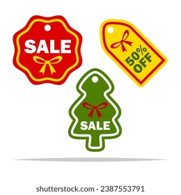 Christmas sale tag label flat color vector isolated