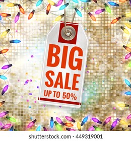 Christmas Sale tag for Promotion with a decoration. EPS 10 vector file included