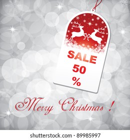 Christmas Sale Tag - Silver decoration background