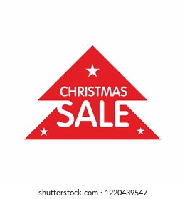 Christmas Sale tag vector. Christmas tree, stars. Xmas mood