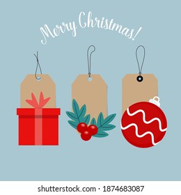 Christmas Sale Tags and Clearance Tags. Festive christmas design. Vector illustration