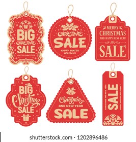 Christmas Sale tags collection. Vector illustration.