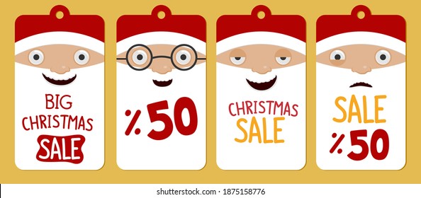 Christmas sale tags with Santa cartoon concept.To see the other vector Christmas sale tag illustrations , please check Christmas collection.