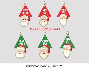 Christmas sale tags vintage sale tags for accessories shop Gift tags, Discount Coupon Template Vector Illustration santa claus illustraion