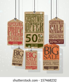 Christmas sale tags. Vintage style labels