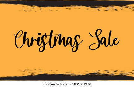 Christmas Sale Typography Handwritten Calligraphy Black Color Text On Yellow Background