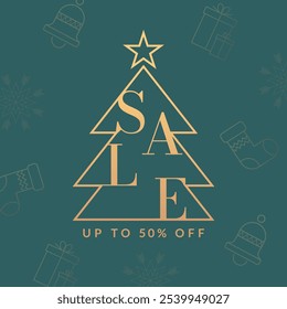 Christmas Sale typography on a background with Christmas elements