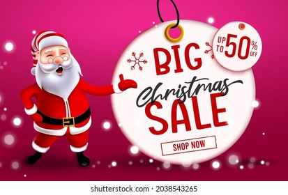 Christmas sale vector banner design. Christmas big sale shop now text with offer up to 50% off discount for xmas seasonal shopping and business promotion ads. Vector illustration.
