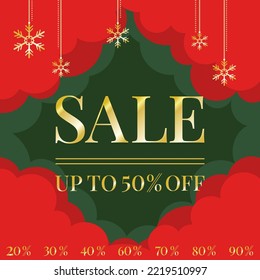 Christmas sale vector banner ,holiday deluxe red and green background.
