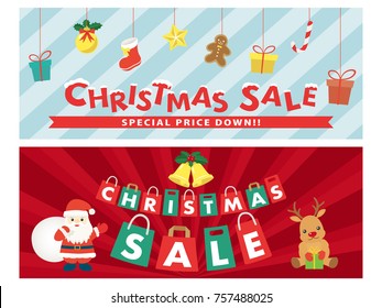 Christmas sale vector banner set