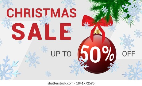 Christmas sale Vector concept Illustration with red ball