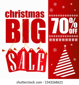 Christmas Sale vector Design templet with red and white colours, For website, posters, greetings Vector Graphic Illustration