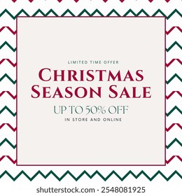 Navidades de diseño de Vector de venta. Navidades texto de venta Mejor oferta de vacaciones hasta un 50% de descuento promocional. Ilustración vectorial.