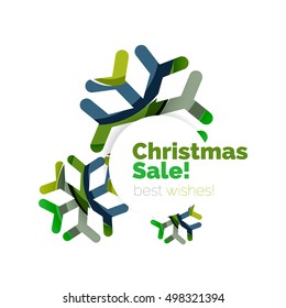 Christmas sale, vector greeting card or banner. Vector New Year elements with white copyspace