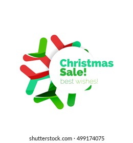 Christmas sale, vector greeting card or banner. Vector New Year elements with white copyspace