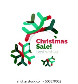 Christmas sale, vector greeting card or banner. Vector New Year elements with white copyspace