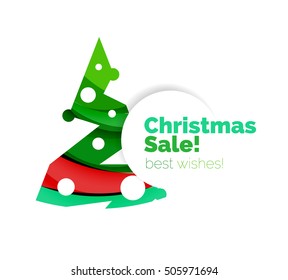 Christmas sale, vector greeting card or banner. Vector New Year elements with white copyspace