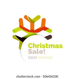 Christmas sale, vector greeting card or banner. Vector New Year elements with white copyspace