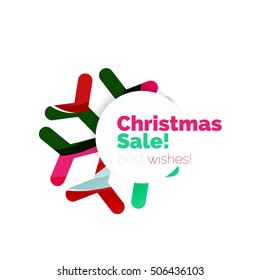 Christmas sale, vector greeting card or banner. Vector New Year elements with white copyspace