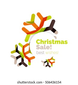 Christmas sale, vector greeting card or banner. Vector New Year elements with white copyspace