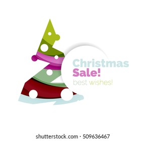 Christmas sale, vector greeting card or banner. Vector New Year elements with white copyspace