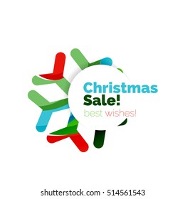 Christmas sale, vector greeting card or banner. Vector New Year elements with white copyspace