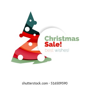 Christmas sale, vector greeting card or banner. Vector New Year elements with white copyspace