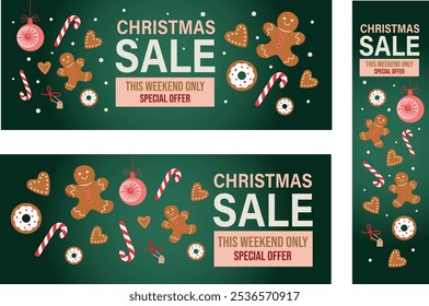 Christmas sale vector holiday banner pack