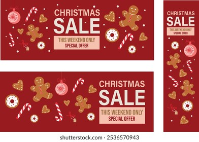 Christmas sale vector holiday banner pack