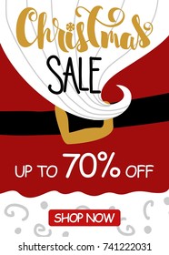 Christmas sale. Vector illustration banner with Handwritten modern lettering.