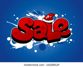Christmas sale vector illustration with snow splashes.