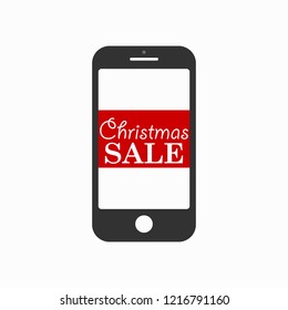 Christmas SALE vector smartphone placed on the white background.