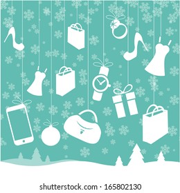 Christmas sale vector template and design element set