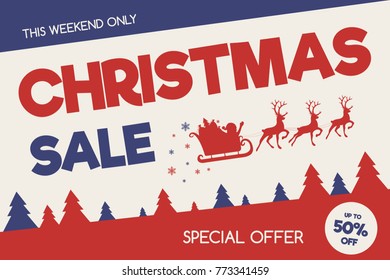 Christmas Sale - vintage banner with Santa Claus. Vector.