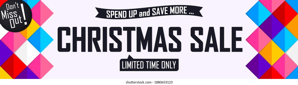 Christmas Sale, web banner design template, Xmas discount horizontal poster, final offer, vector illustration