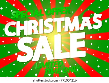 Christmas Sale, Xmas discount, special offer, poster design template, vector illustration
