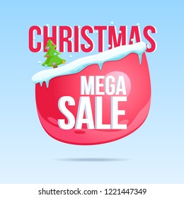 Christmas sales discounts, vector vouchers for New Year and Christmas discounts, cartoon snow on promotional ribbons.