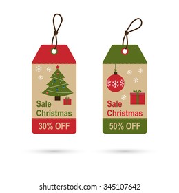 Christmas sales tag. Discount. Vector