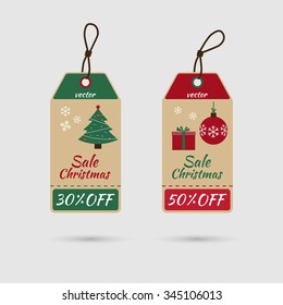 Christmas sales tag. Vector