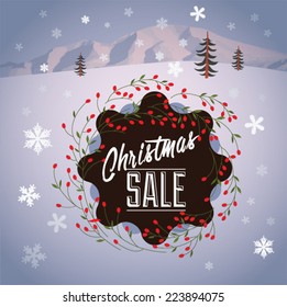 Christmas sale.Winter holidays landscape.