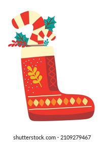 Weihnachtsstiefel mit Zuckerrohr