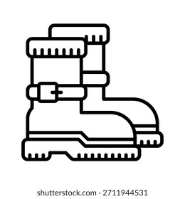Christmas Santa Boot Vector Illustration, Line Style Icon
