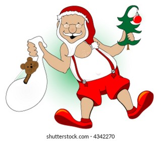 Christmas Santa in boxer shorts,Vector.